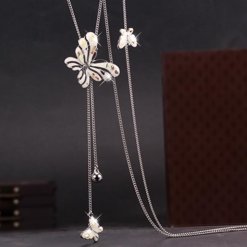 Elegant Long Butterfly Sweater Chain For Women Featuring Sparkling Alloy Design