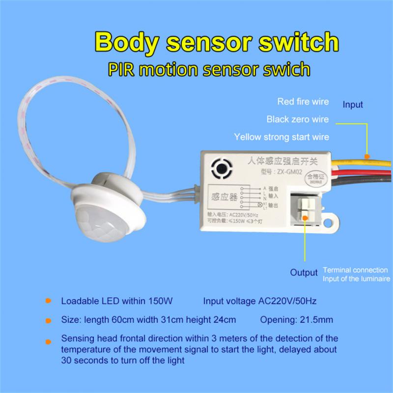 Body Motion Sensor Safe And Durable Universal Wiring Infrared Human Induction Lamp Switch Light Energy-saving And Power-saving