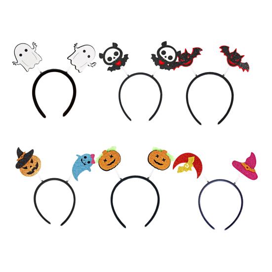 Halloween Headband for Kids Adults Glitter Pumpkin Bat Ghost Skull Hair Accessories