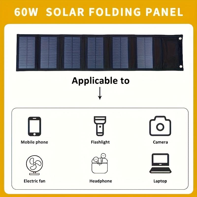 USB Solar Panel Set Foldable Power Bank, Suitable for Outdoor Activities Such As Camping, Hiking, Cycling, Fans, Flashlights, Etc