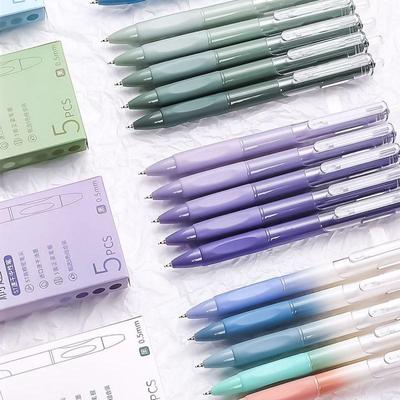 5pcs Gradient Color Gel Pens Set 0.5mm Ballpoint Quick Dry Black Ink for Writing School Office Supplies