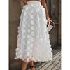 3D Applique Patchwork Tulle A-Line Midi Skirt with Lining Layered Flowy Half Skirt for Women Ethereal QT-2176