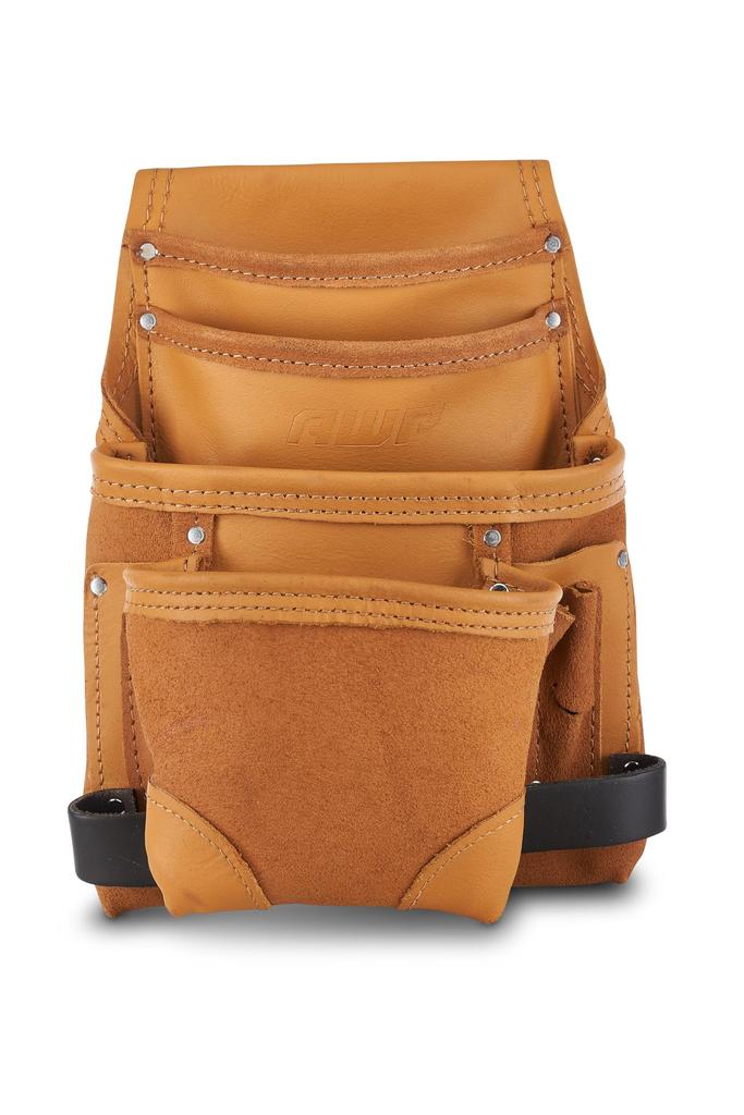 AWP Genuine Leather Premium Tool Organizer for Fits Work Belts up to 3 Inches Professional Toolbox for Efficient Tan Pouch, Multi-Pocket Electricians,