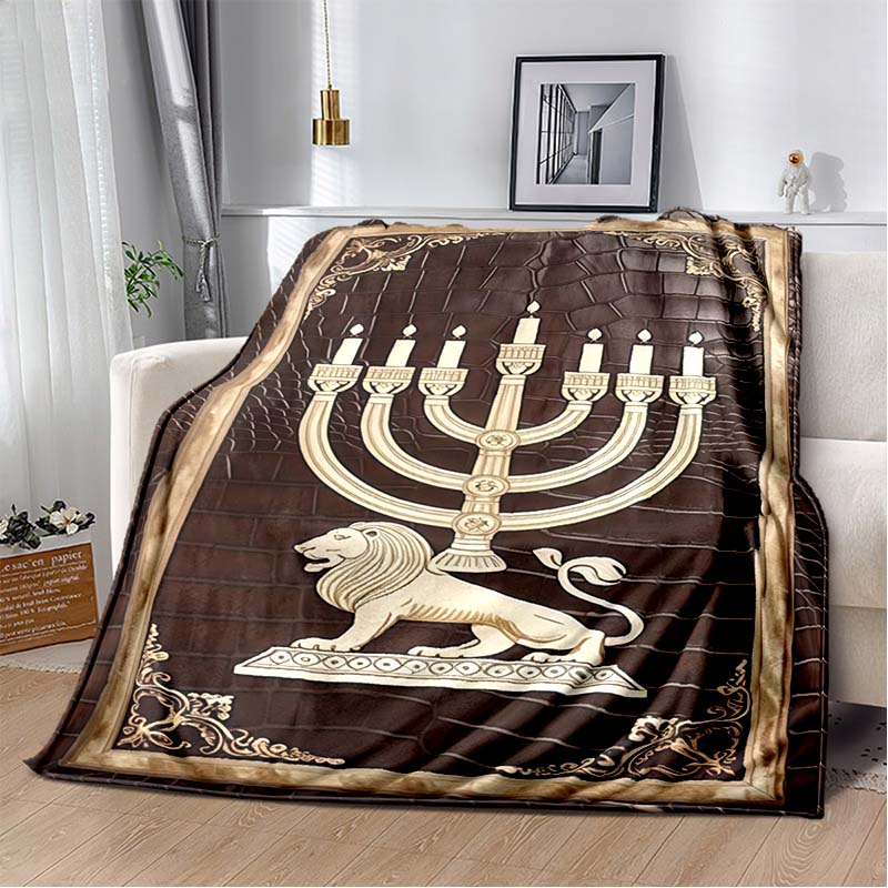 Mosque Crescent Moon Vintage Golden Floral Arch Black Print Soft Flannel Throw Blanket Sofa Bed Islamic Religious Warm Decor Cover