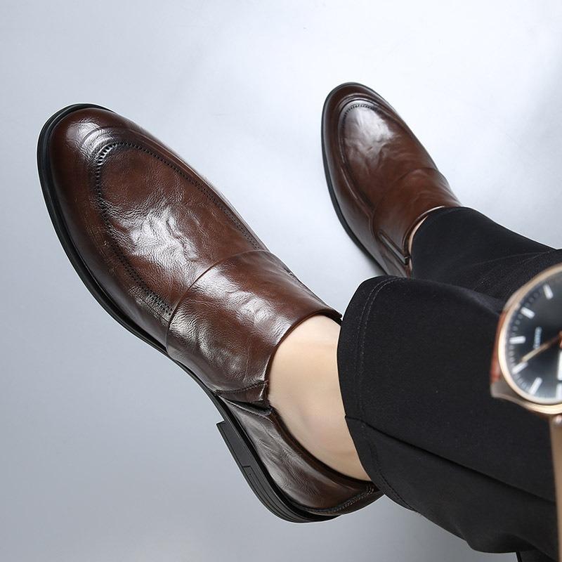 One-pedal men's shoes genuine leather spring new breathable foot cover flat heel business dress British casual small leather shoes