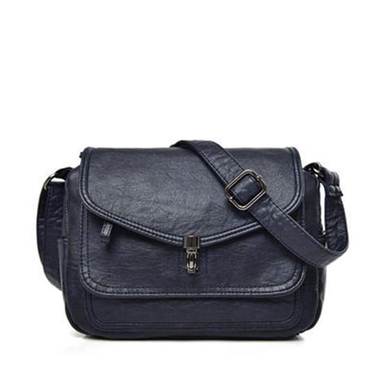 Leather Shoulder Messenger Bag Three-layer Pocket Large-capacity Shoulder Bag Women's Casual Messenger Bag