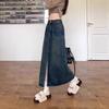High Waist Retro Jeansrock mit vorderem Schlitz - Irreguläre Frühlingsmode für Damen