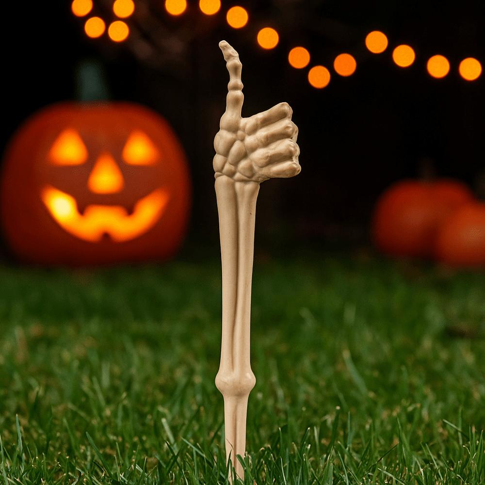 Spooky Decor Skeleton Gesture Lawn Stake Stable Halloween Decoration Lawn Garden