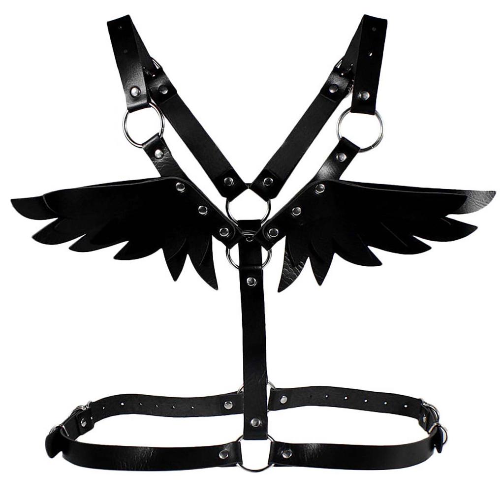 Fashion Body Chain Set: Leather belt paired with cage-style chest harness accessory, perfectly complements carnival outfits