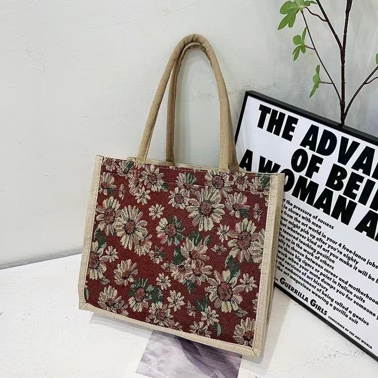 2025 New Canvas Tote Bag Large Capacity Women's Korean Cotton and Linen Commuter Packaging Lunch Box Bag