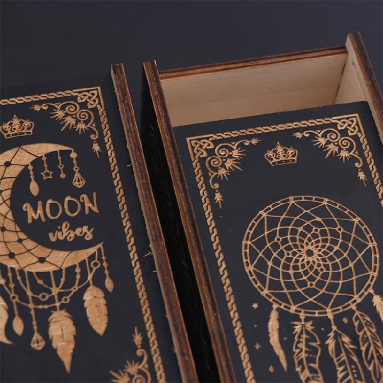 Wood Push Pull Tarots Card Storage Box Portable Card Container Astrology Trinkets Box Divination Card Storage Case