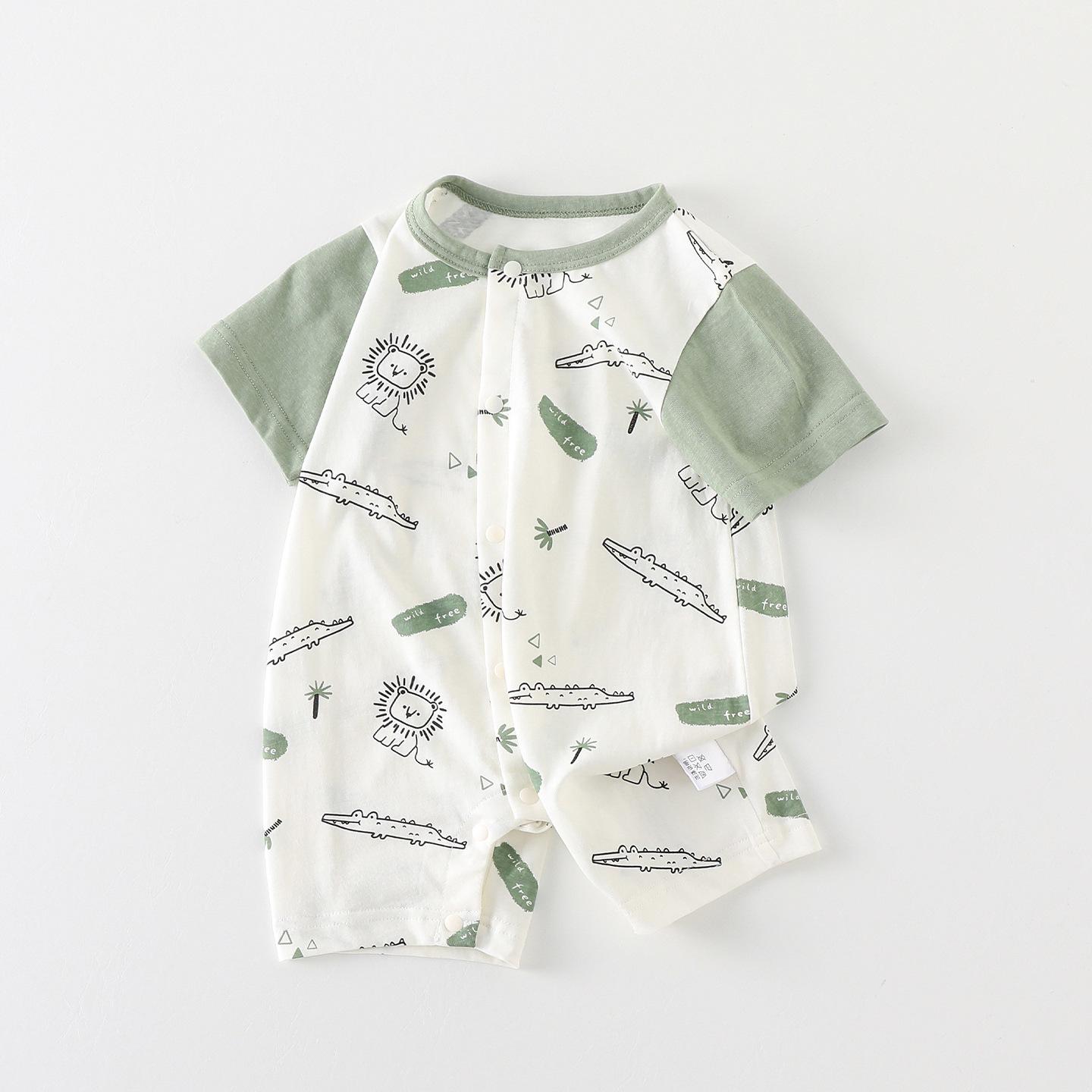 

2026 Summer Baby Romper: Newborn Short Sleeve Air Conditioning Jumpsuit Pajamas 73 cm изумрудный/зелёный