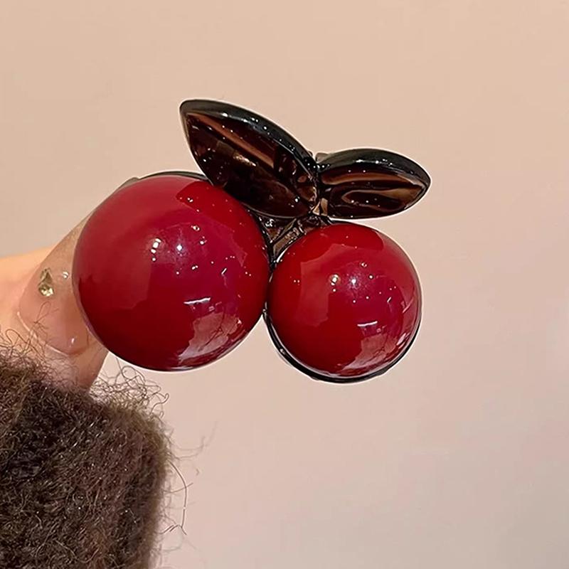 Exquisite Red Mini Cherry Hair Claw For Women Girls Sweet Versatile Hair Clip Cute Cartoon Hair Accessories Gifts