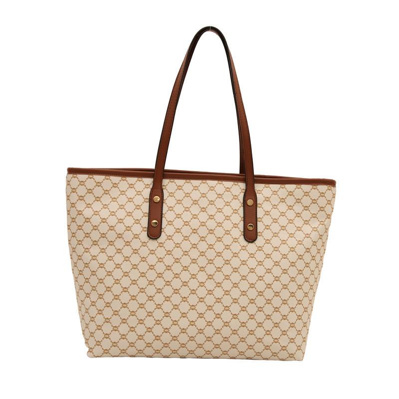Fashionable Vintage Plaid Tote Bag For Women Stylish Large Capacity Shoulder Bag