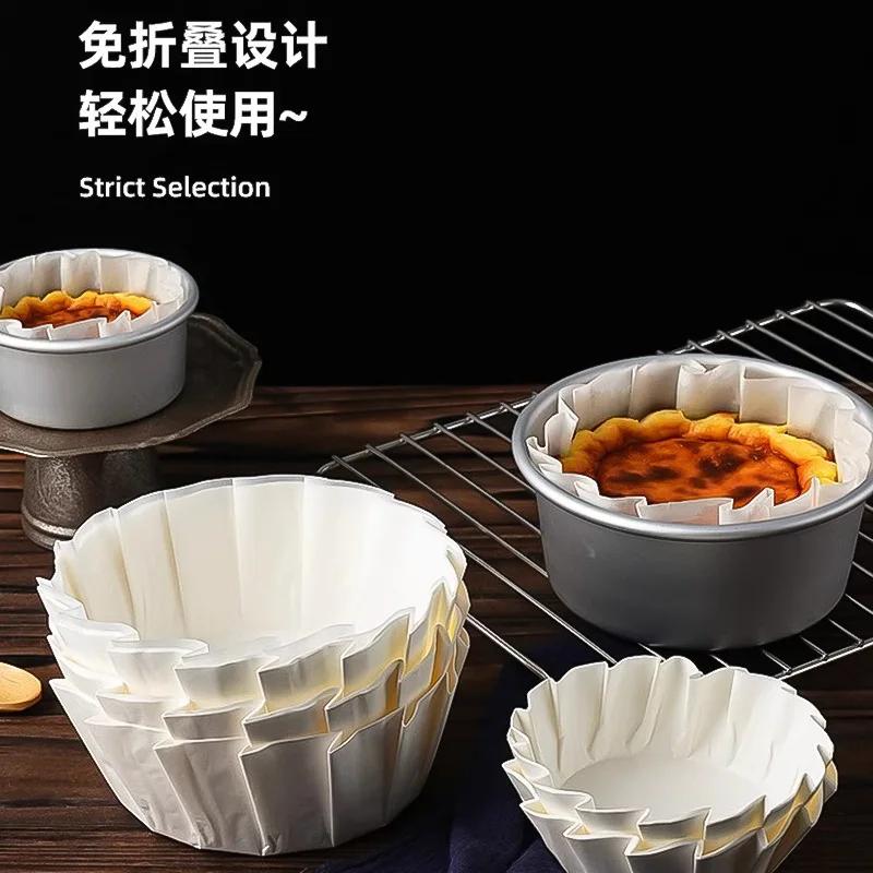 New 6/5/4/3.5 Inches 50/100PCS Baking Paper Cups for Cheesecake Disposable Non - Stick Cake Liners