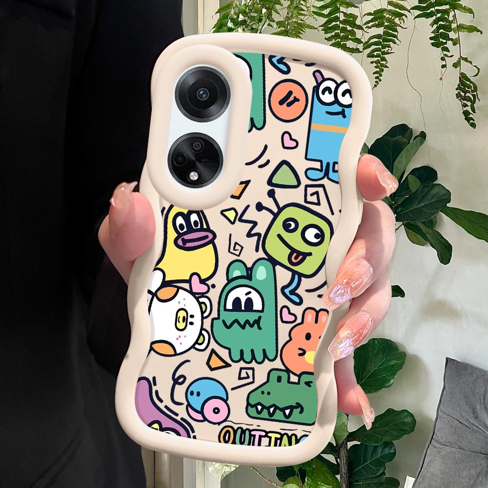 

Окрашенный узор Big Wave Edge Мягкий силиконовый материал Macaron чехол для телефона противоударный защитный резиновый чехол для OPPO Reno Realme OPPO Reno11 Pro 5G белый