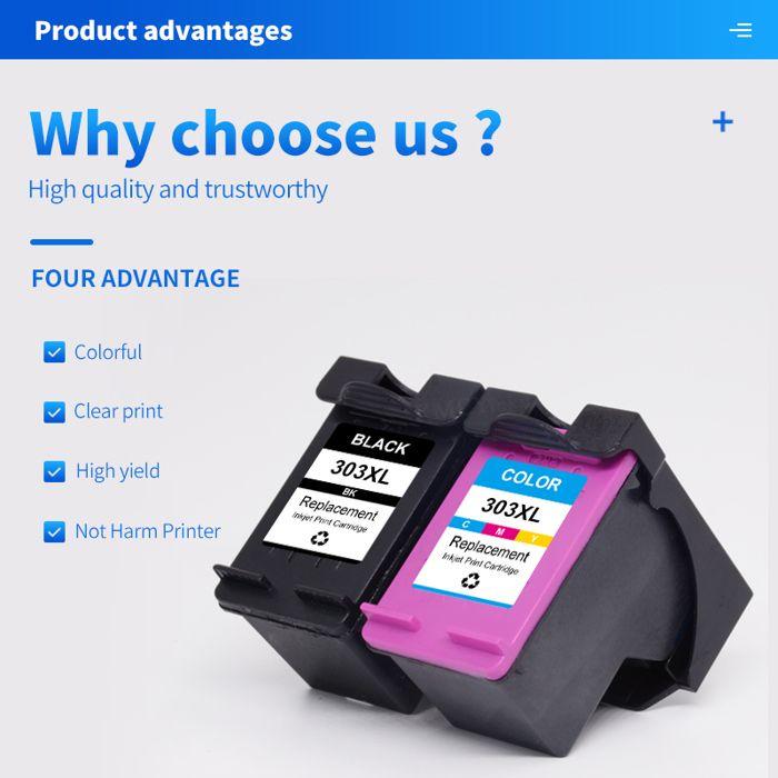 Kmcyinks 303Xl Cartouche D'Encre Compatible Pour Hp 303 Pour Hp303Xl Envy Photo 6220 6222 6230 6232 6252 6255 6234 7130 Impri[J75]