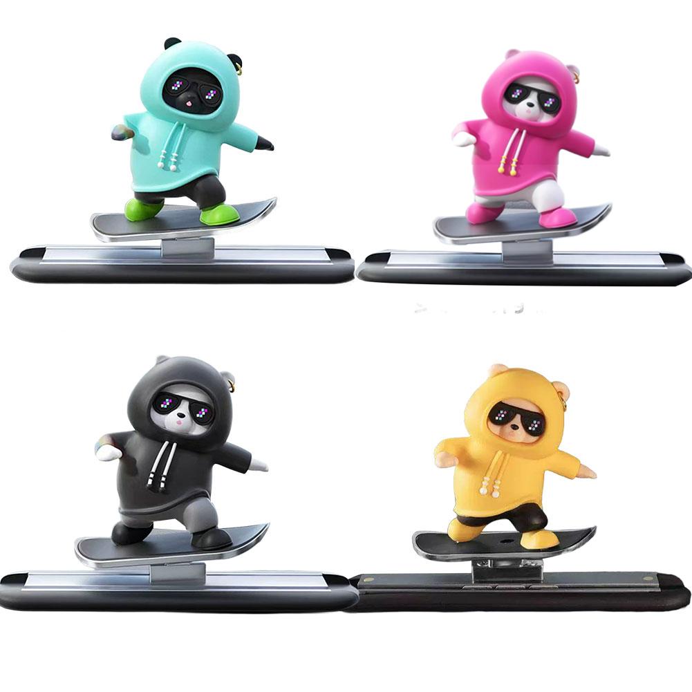 Car Automatic Sliding Skateboard Bear Alloy Cute Cartoon Console Scooter Center Skateboard Bear Decor Interior Ornaments Ca J6W9