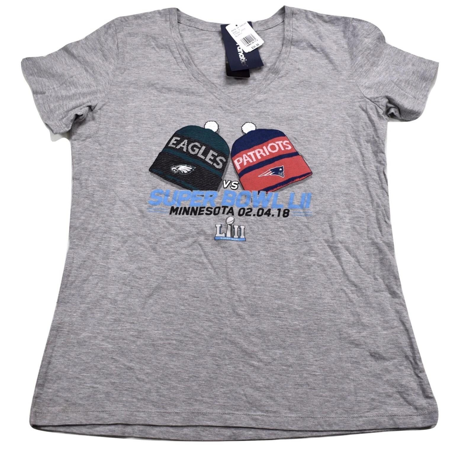 

Fanatics Womens NFL Minnesota Super Bowl LII Eagles VS Patriots Shirt NWT XL 2XL
