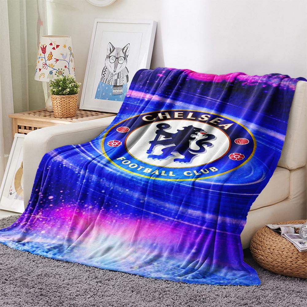 1Pc Chelsea-FC Logo Print Flannel Blanket High Quality Warm Comfortable Cover for All Seasons Perfect for Gifts Home Decor