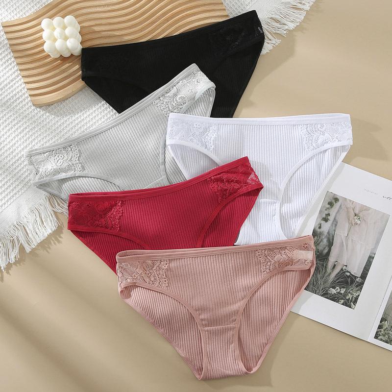 Γυναικεία Εσώρουχα από Καθαρό Βαμβάκι Χαμηλοκάβαλα Σλιπ Σέξι Δαντελωτά Διαπνέοντα Αόρατα Γυναικεία Τριγωνικά Καλσόν