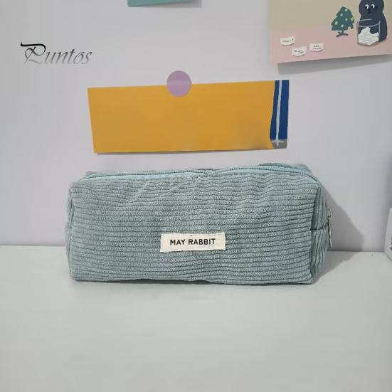Pencil Case Large Capacity Corduroy Pencil Bag Multi-Purpose Stationery Bag Zipper Placket Makeup Bag Office Travel Gift Organizer
