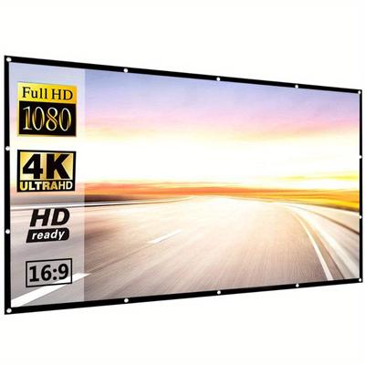 1Pc 60/72/84/100 polegadas Cortina de tela de projeção dobrável simples 16:9 Cortina de tela de projetor Full HD 2K 4K externa