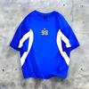 European and American Fashion Summer Striped Letter 98 Print Tee Comfortable and Breathable Crew Neck T-shirt Outdoor Street Top