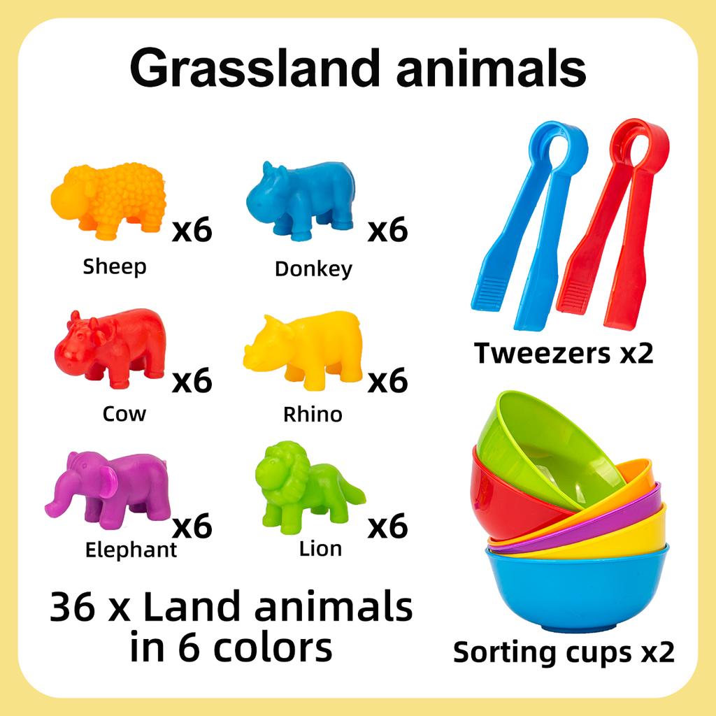 Counting Animal Sorting Toys for Toddlers Preschool Learning Activities for Math Color Cognition Montessori Baby STEM Gift
