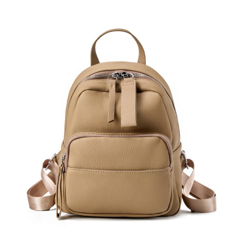 Leather Backpack Women'S Large Capacity Annual Fashion Versatile First Layer Cowhide Casual Backpack