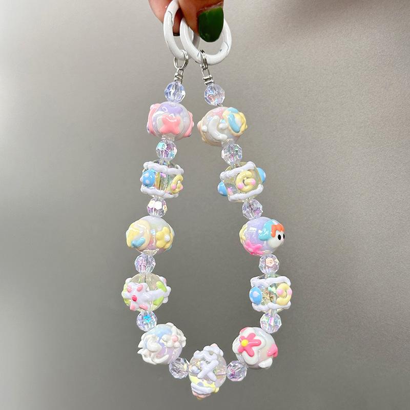 

Анти-потеря мобильного телефона ремешок на запястье цепочка нарисованная вручную бисерный кулон брелок сумка подвески украшение