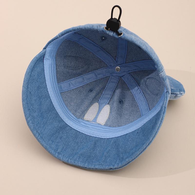 Korean Style Mickey Baby Sun Hat: Wide Brim, Duckbill Shade, Unisex Denim Baseball Cap for Spring.