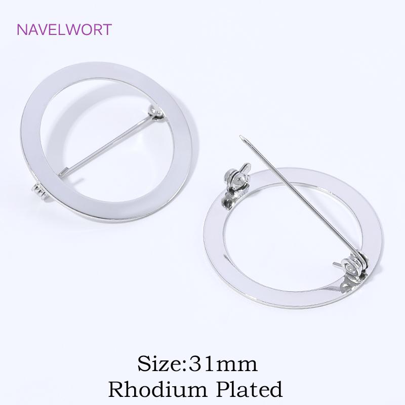 31mm 18K Gold Plated Brass Round Brooch Pins Base Safety Brooch Settings Blank Base, For DIY Brooch Accessories 2 pieces