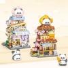 Loz Taiyaki Street View Shop Miniatur-Bausteine Panda Ziegel Spielzeug Montage Blume Werkstatt Klapphaus Sammlung Modell