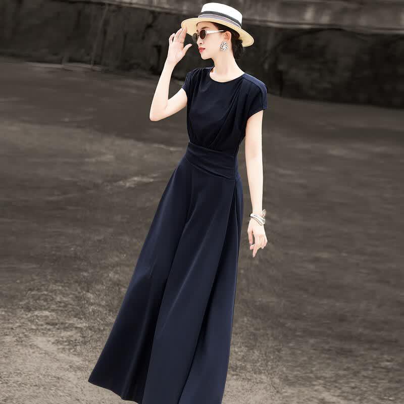 Lanser 2026 Summer Elegant Pleated A-Line Dress