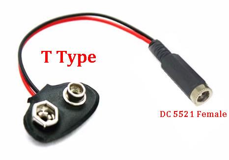 9V Battery Connector Power Clips DC Jack Male Female Alligator Snap Adapter Wire Holder Cable With PH2.0/XH2.54 wire