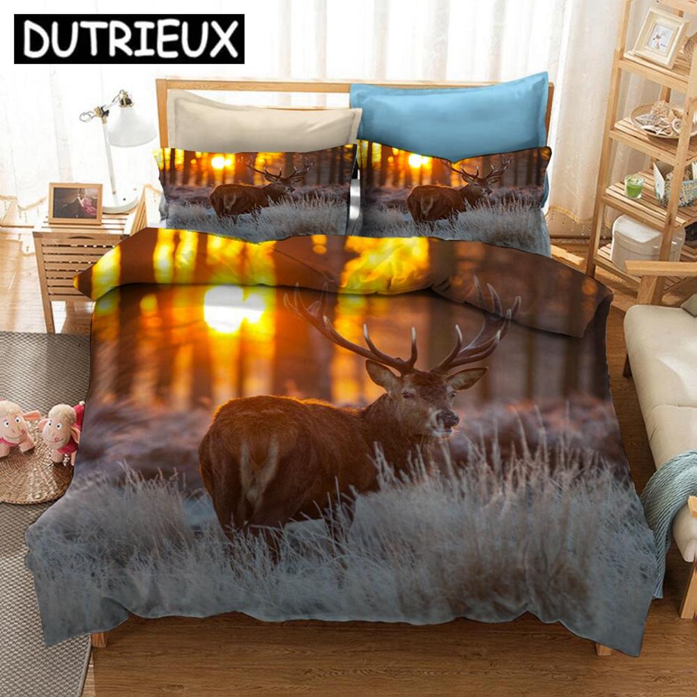 Sunset Deer 3D Printed Bedding Set Duvet Covers Pillowcases Comforter Bedding Set Bedclothes Bed Linen