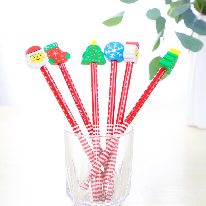 Cartoon Christmas Pencils & Erasers - Student Stationery & Children s Gifts. HB