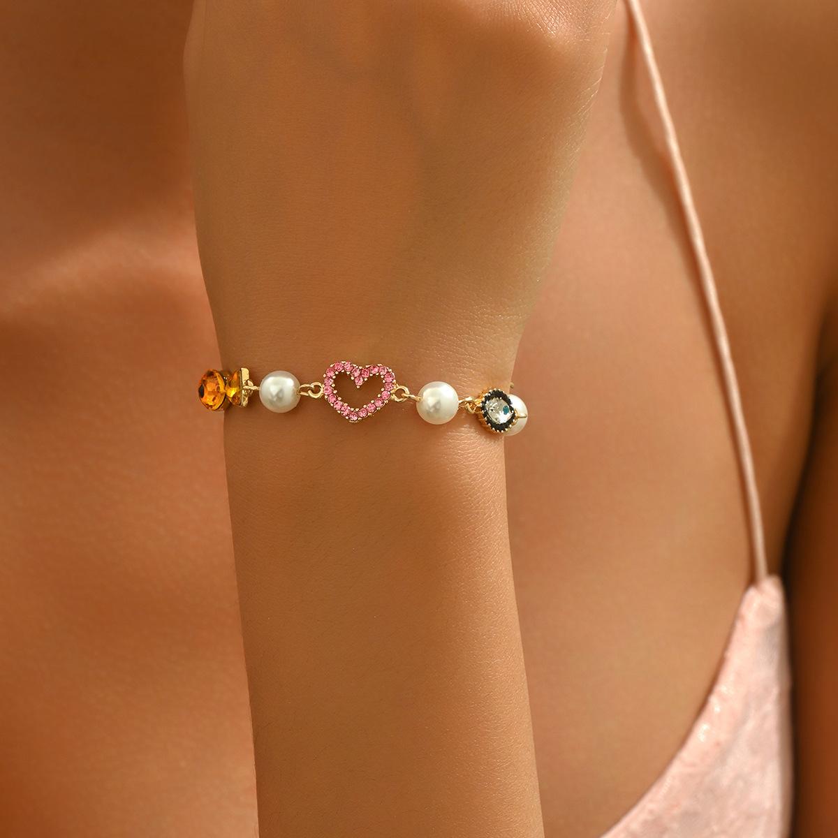 

Геометрический Новый Стиль Европейский и Американский Трансграничный Женский Браслет Универсальный Высококлассный Браслет-Сердце с Бриллиантами Нишевый SL7741