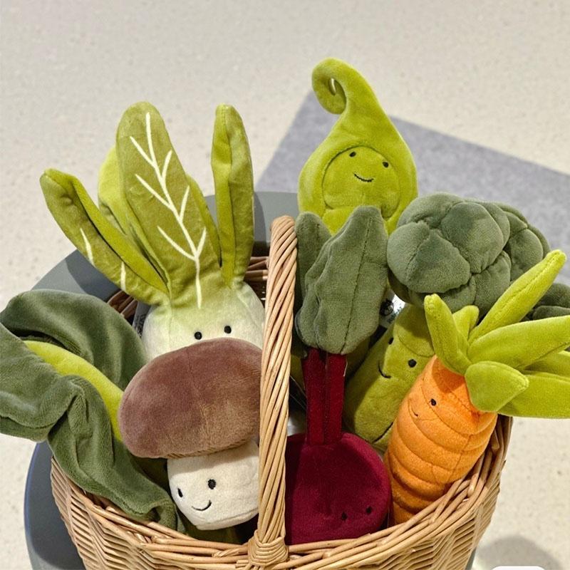 Jellycat Plush Vegetable Toys Set Eggplant, Cabbage, Beet, Broccoli, Kale, Chives