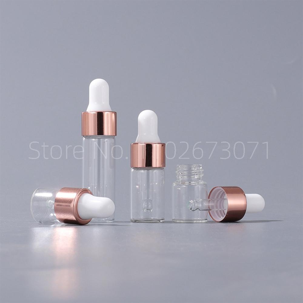 Mini Dropper Bottles Oil Aromatherapy Bottles with Rose Gold Cap Reagent Pipettes Bottles Transparent Bottle 1ml 2ml 3m 4m 5m