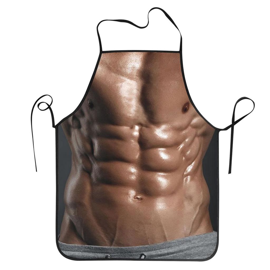 Stylish Muscular Man Design Aprons Chef Baking Tablier Sleeveless Bib Kitchen Cleaning Pinafore for Women Men Gardening