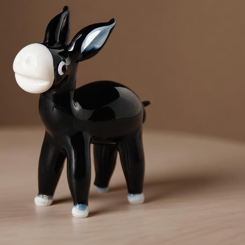 Glass Donkey Miniature Statue Handcrafted Crystal Animal Figurine Home Desk Shelf Decors Housewarmings Birthday Gift
