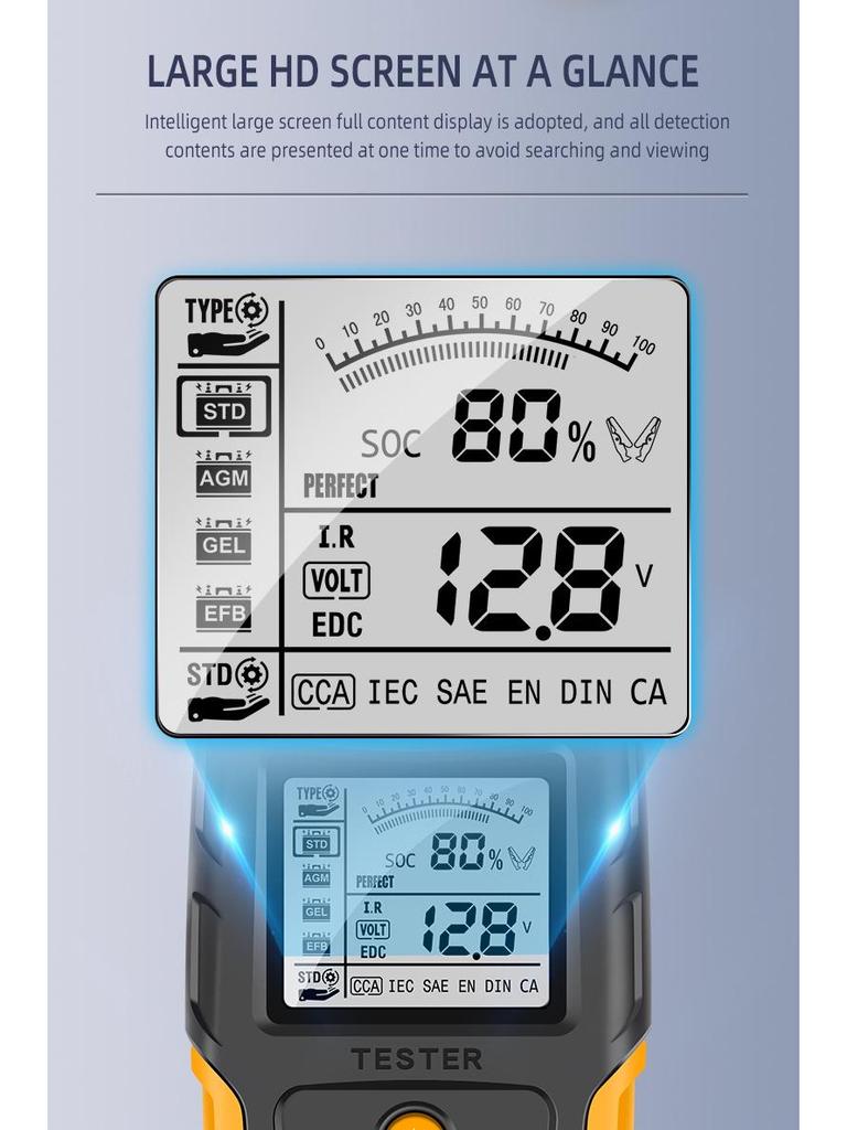 E-FAST Digital Car Battery Tester 12V/24V with Internal Resistance Measurement