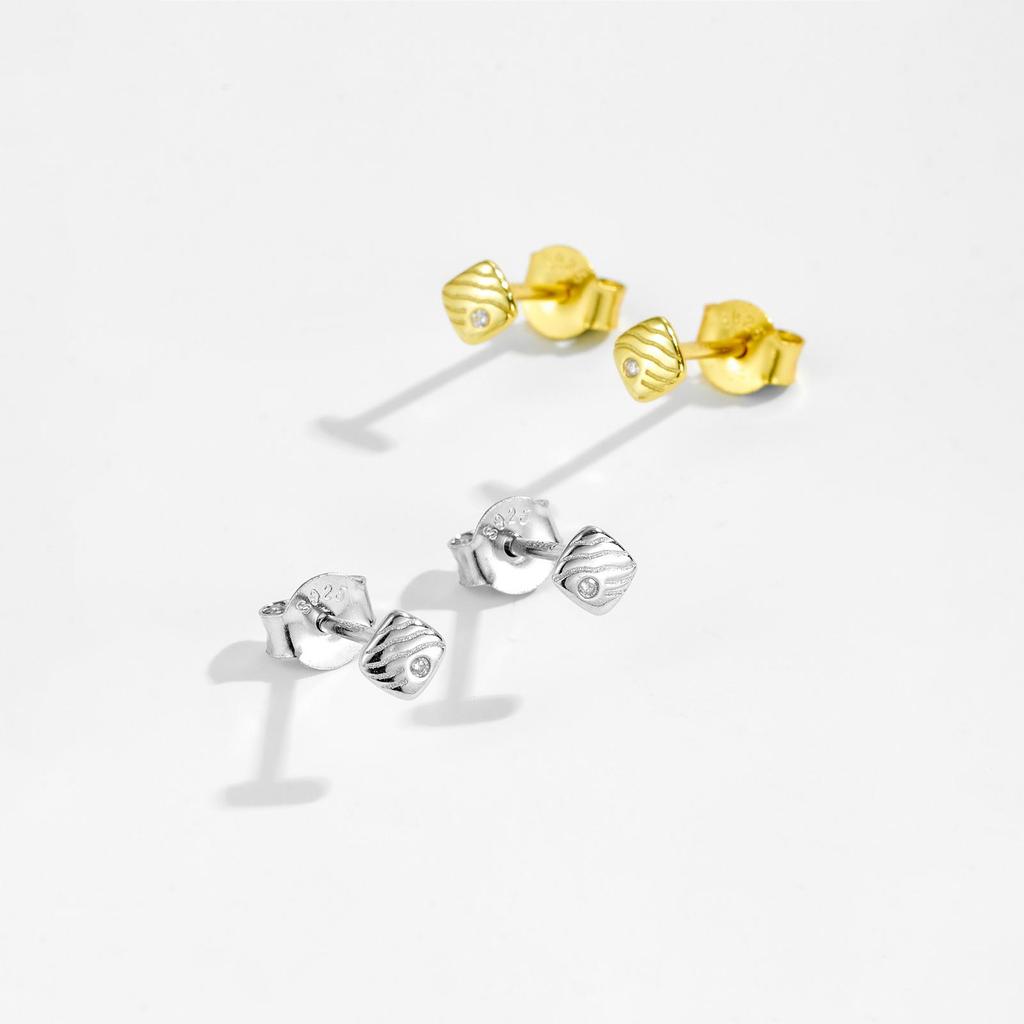 ANDYWEN 925 Sterling Silver Stud Earrings Ladies Elegant Earrings Irregular Cubic Zirconia Engagement Fine Jewelry for Valentine's Day Gifts