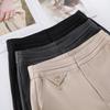 2025 Spring Women's High-End Wide-Leg Black Drape Pants - Casual High-Waisted Straight-Leg for Spring & Autumn