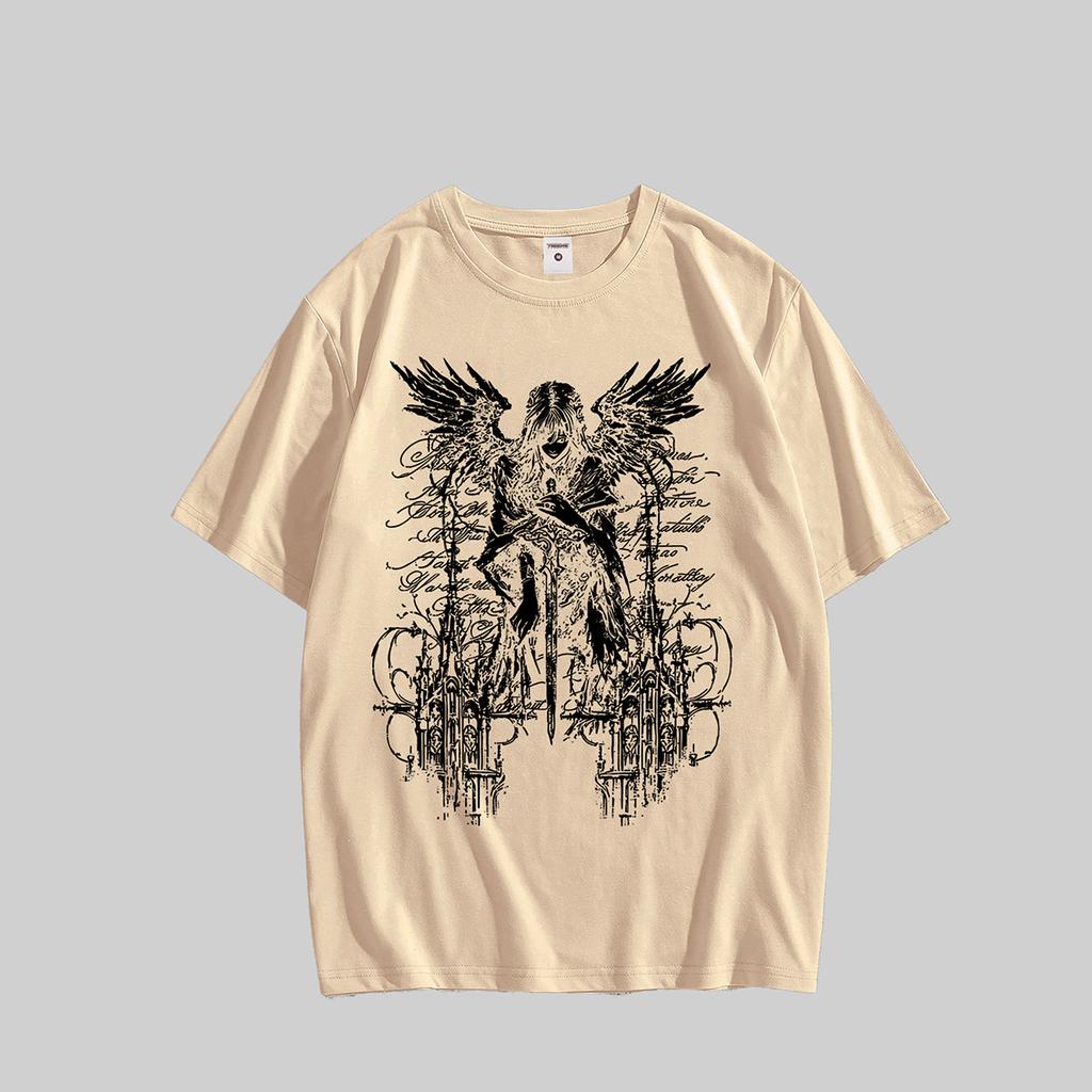 Men's Graphic Oversized Short Sleeve Tee Shirt Y2K Vintage Streetwear Gothic T-Shirts Summer