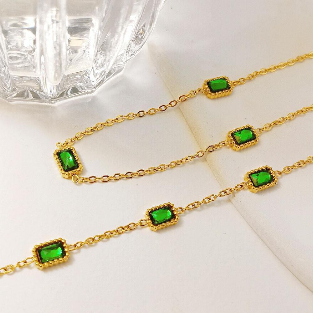 Fashion Personalized Emerald Collarbone Chain Personalized Design Titanium Steel Bracelet Women Do Not Fade Versatile