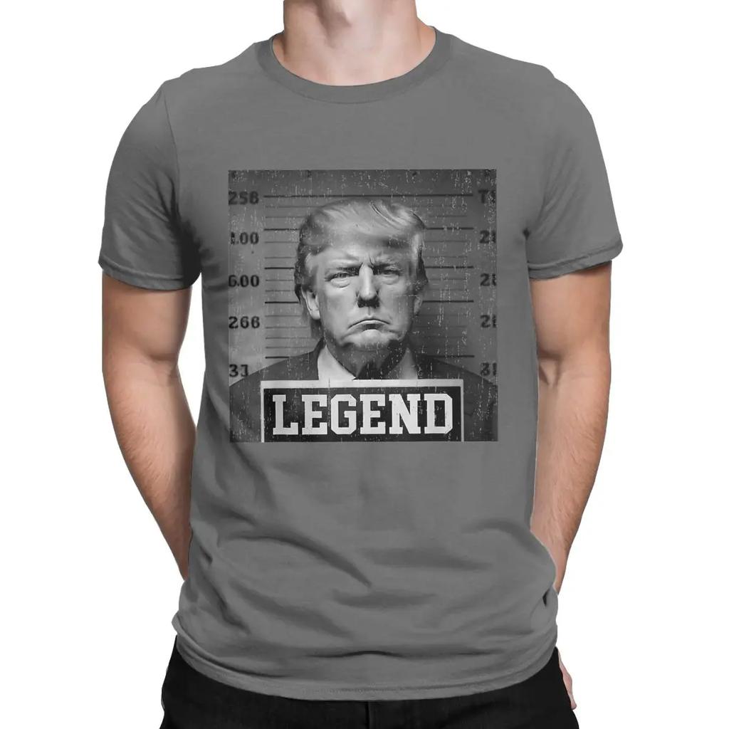 Lustige Trump 2024 Fahndungsfoto Präsident Legende T-Shirts Herren Rundhals Baumwolle T-Shirt Donald Kurzarm T-Shirt Bedruckte Oberteile