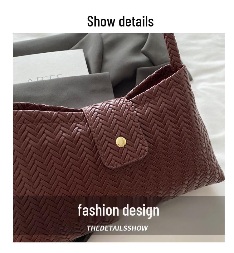 Elegant 2025 Women's French Woven Underarm & Shoulder Bag - Light Luxury Baguette Style